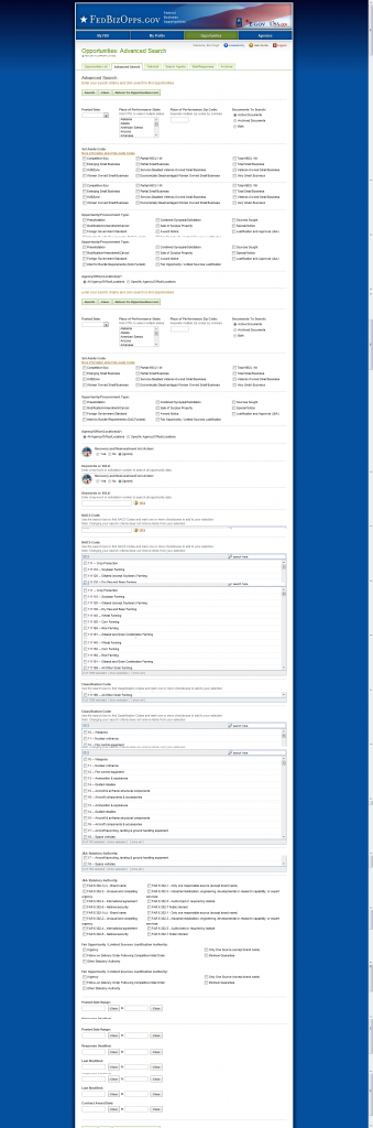 Advanced Search Screen